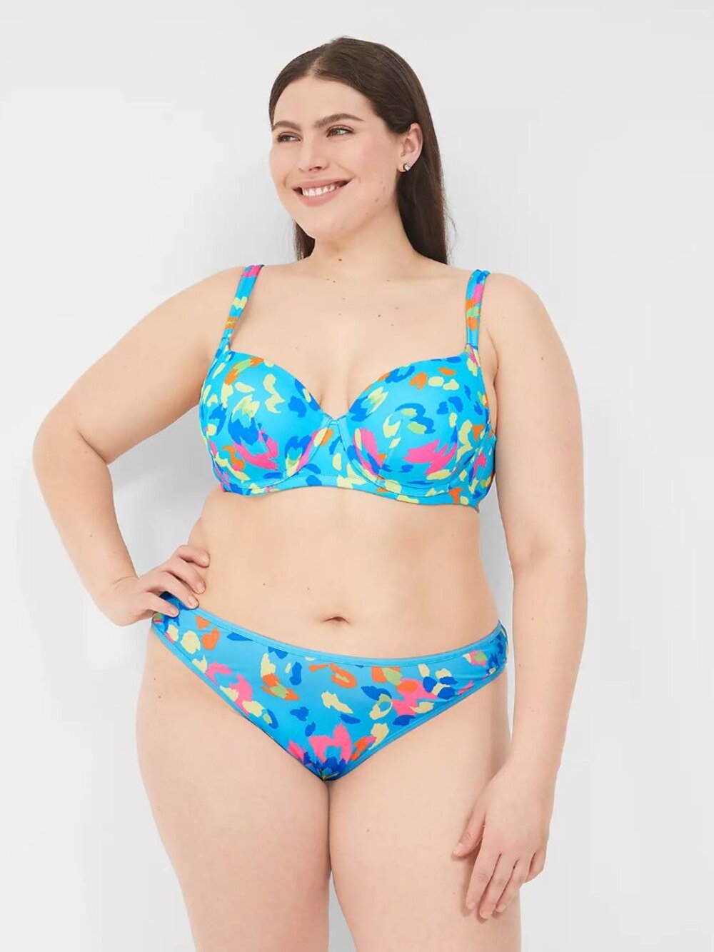 Lane Bryant Cacique Crush Microfiber Tanga 14/16 Alluring Animal Aquarius Blue